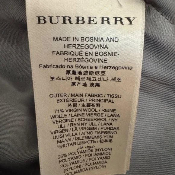 Authentic Burberry Wool Coat with Fur Collar Gray Size 4 - Picture 7 of 8